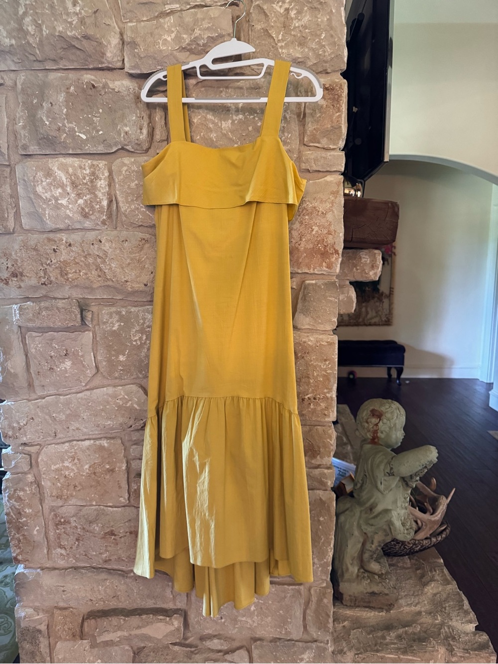 Mustard Yellow Ruffle-Hem Sundress